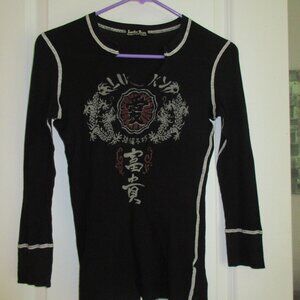 Lucky Brand XS Black Womens Long Sleeve Tee Shirt